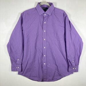 Polo Ralph Lauren Mens Regent Costum Fit 16.5 Purple Check Long Sleeve Button Up